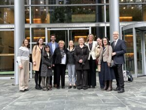 group of people in front of a building